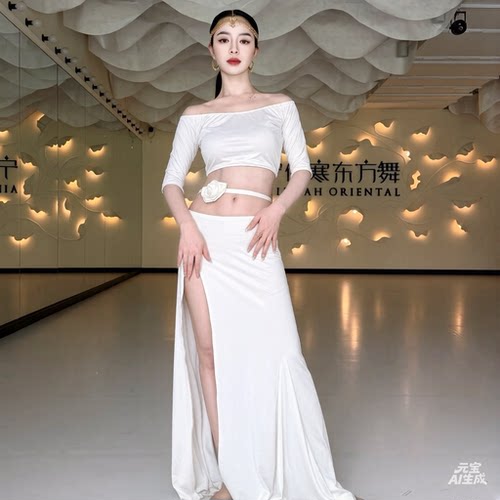 佐寒梦璐肚皮舞新款套装流苏腰链优雅鱼尾裙显瘦演出服初学者
