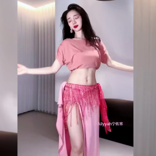 佐寒梦璐肚皮舞练功服新款演出表演服性感长裙宫廷甜美宁佐寒同款