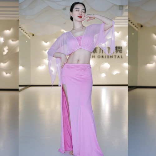 佐寒梦璐肚皮舞新款高级演出套装显瘦表演服性感气质班服长裙