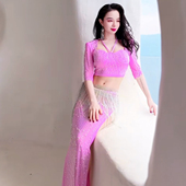 佐寒梦璐肚皮舞2024珠片演出服烫钻短款 舞蹈服初学练功服表演服