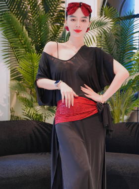 佐寒梦璐肚皮舞袍子头巾腰带saidi民俗baladi个人团体表演练功服