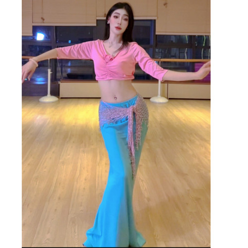 佐寒梦璐肚皮舞新款高级演出套装显瘦表演服性感气质班服大码长裙