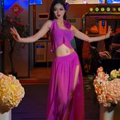 佐寒梦璐肚皮舞新款 显瘦表演服性感气质班服长裙 高级演出套装