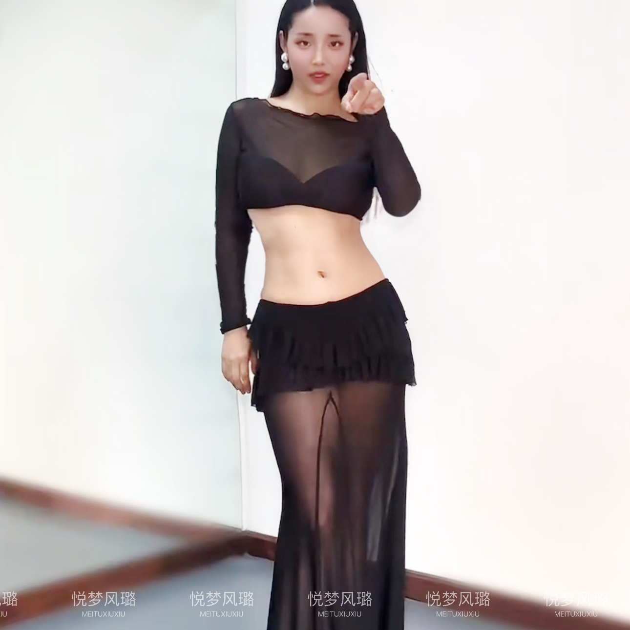 悦梦风璐肚皮舞新款高级大码演出套装显瘦表演服练功服性感气质