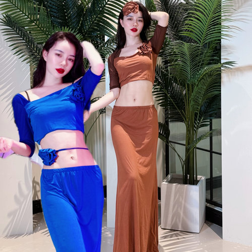 佐寒梦璐肚皮舞练功服套装莫代尔初学者东方舞长裙宁佐寒同款
