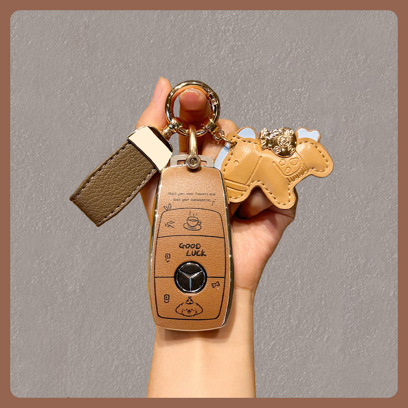 奔驰c260l钥匙套e300l壳glc300l扣c200l女a200l高档glb220gle350