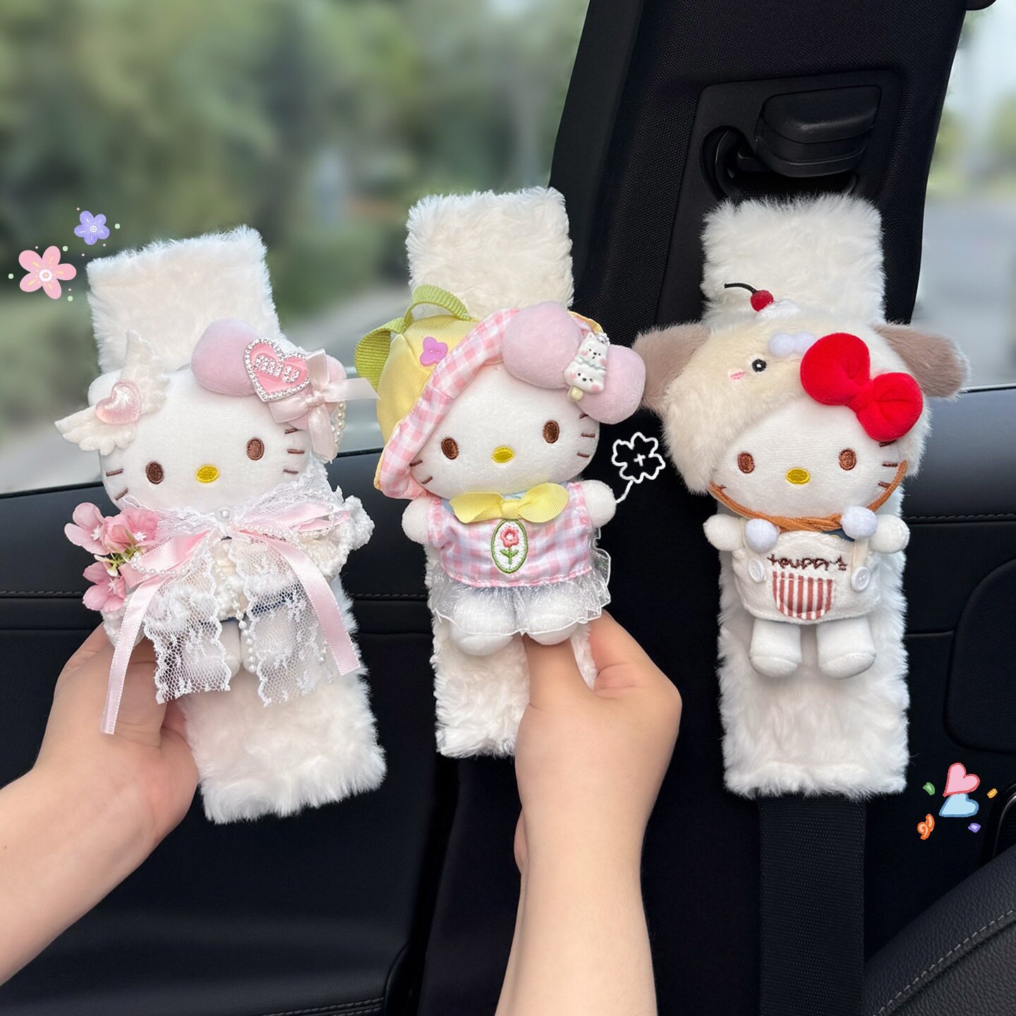 可爱KITTY汽车安全带护肩套车载内保险带装饰防磨衣服情侣一对女