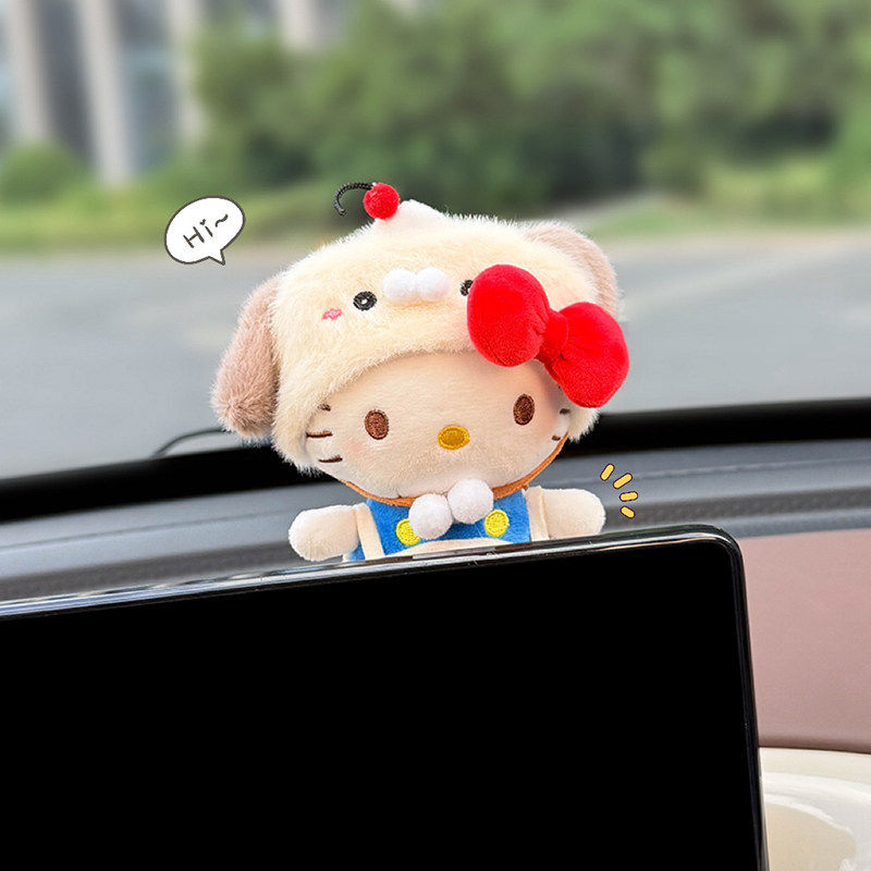 可爱Hellokitty车载摆件汽车中控屏趴趴玩偶显示屏幕装饰品公仔女