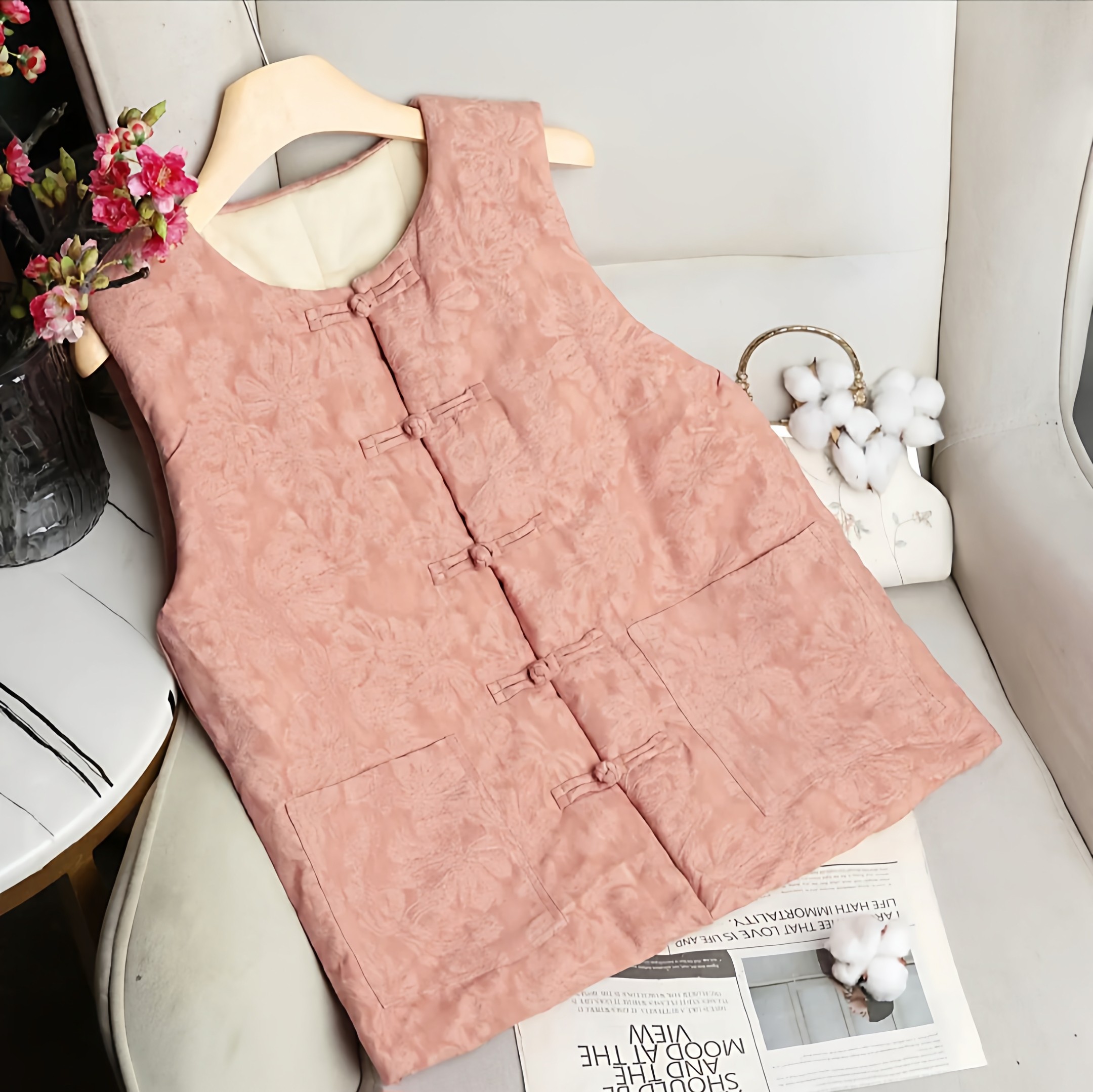 年轻人棉花马甲女款2025新款冬加厚外穿纯棉盘扣坎肩中式背心马夹,女装/女士精品,马夹,淘宝优惠券,粉丝福利购,淘宝优惠卷