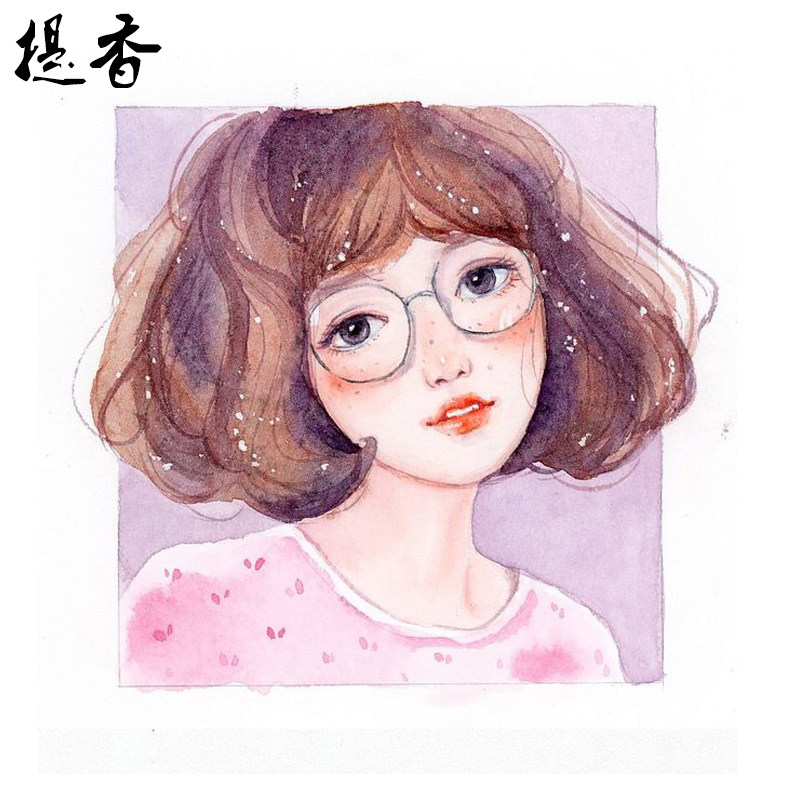 画像定制真人照片水彩纯手绘萌系q版头像素描彩铅漫画手工代画