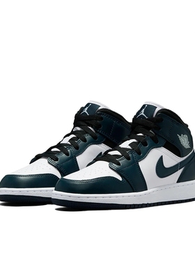 Air Jordan 1 Mid AJ1墨绿色中帮男休闲篮球鞋554725-411山东mj