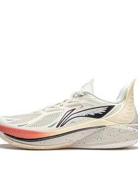 李宁李宁音速12耐磨透气灰红米色低帮篮球鞋ABAU019-6宁波AA