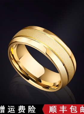 轻奢镀金色戒指男款潮食指18K