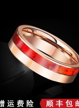 本命年新款戒指潮轻奢小众男士高级男生礼物本命年玫瑰金红色戒子