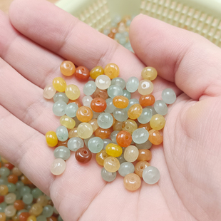 纯天然东陵玉小算盘珠6 4mm玉石diy真玉散珠配珠配饰串珠隔珠