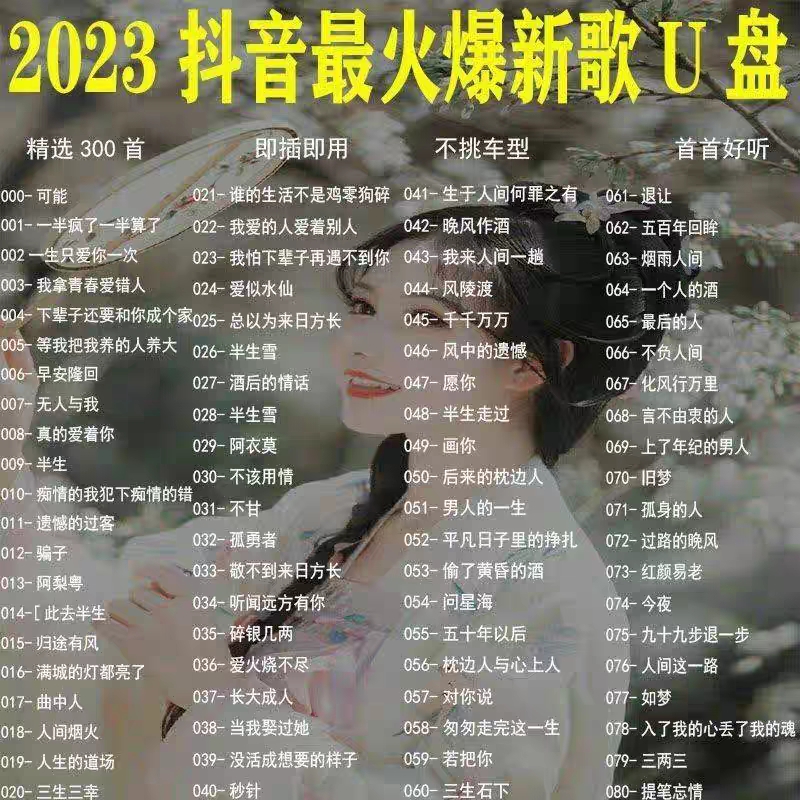 车载U盘定制歌曲2024抖音新歌网红经典音乐dj歌曲优盘无损音质32G