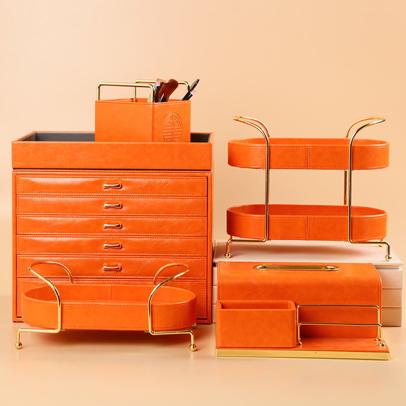 高档皮革纸巾盒大容量多种收纳