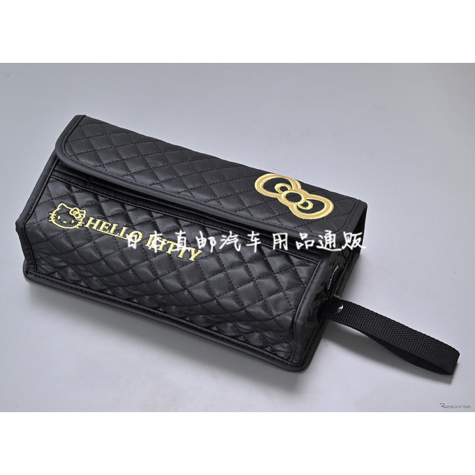 日本原装seiwa hellokitty汽车车载纸巾套悬挂式可爱黑金正品收纳