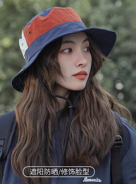 2024户外防晒渔夫帽女韩版透气夏季薄款速干登山帽骑车遮阳帽青年