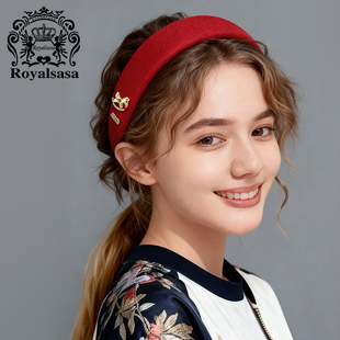 皇家莎莎红色发箍小马高颅顶新年头饰秋冬外出头箍日常百搭发卡女