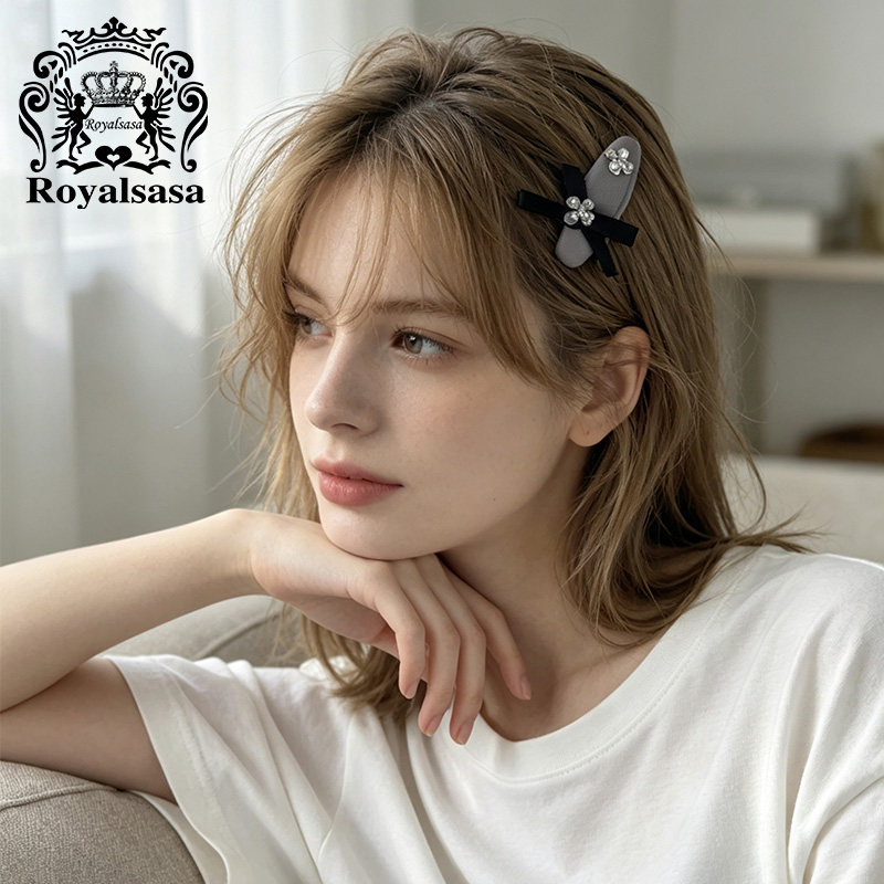 皇家莎莎韩系简约侧边夹仿水晶花朵蝴蝶结BB夹前额刘海碎发夹女