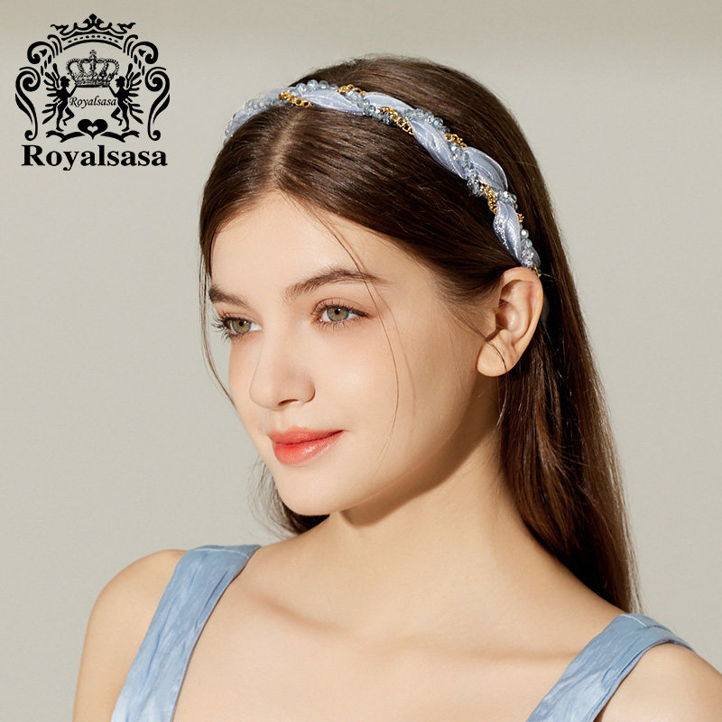 皇家莎莎甜美ins风网纱麻花发箍布艺春夏小清新纯色头箍女发饰品