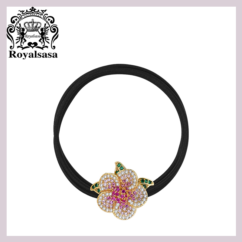 皇家莎莎轻奢五瓣花发圈皮筋头绳头花编发马尾麻花辫丸子头饰发饰