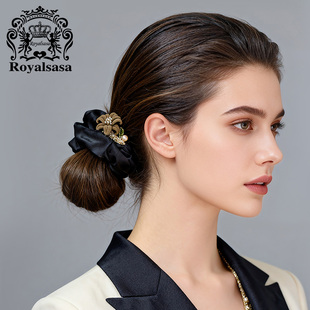 皇家莎莎植绒花发圈高级感丝时尚百搭绒大肠圈丸子头扎头发头饰女