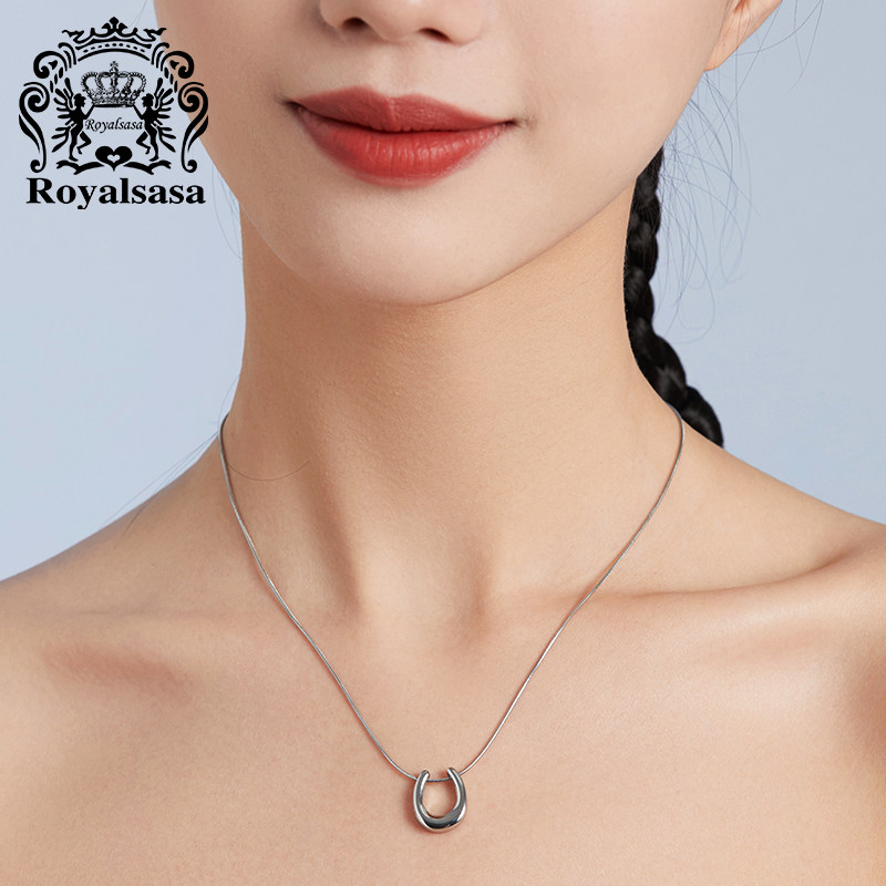 皇家莎莎设计感U型项链女卫衣链轻奢小众高级感锁骨链项链配饰女