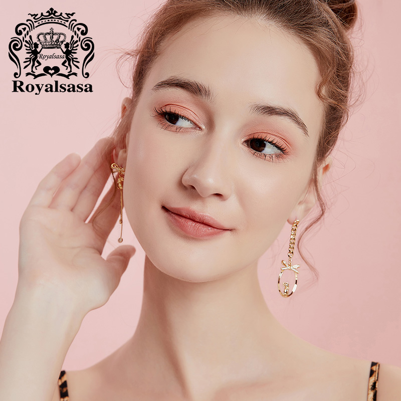 925银针蝴蝶结耳饰长款耳钉