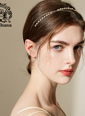 皇家莎莎细窄仿水晶韩国网红洗脸头箍百搭简约清新超仙甜美压发箍