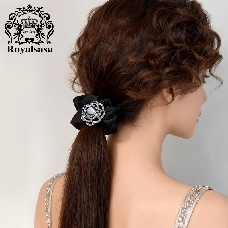 皇家莎莎高级感山茶花发圈镂空工艺轻奢大肠圈扎马尾丸子头发饰女