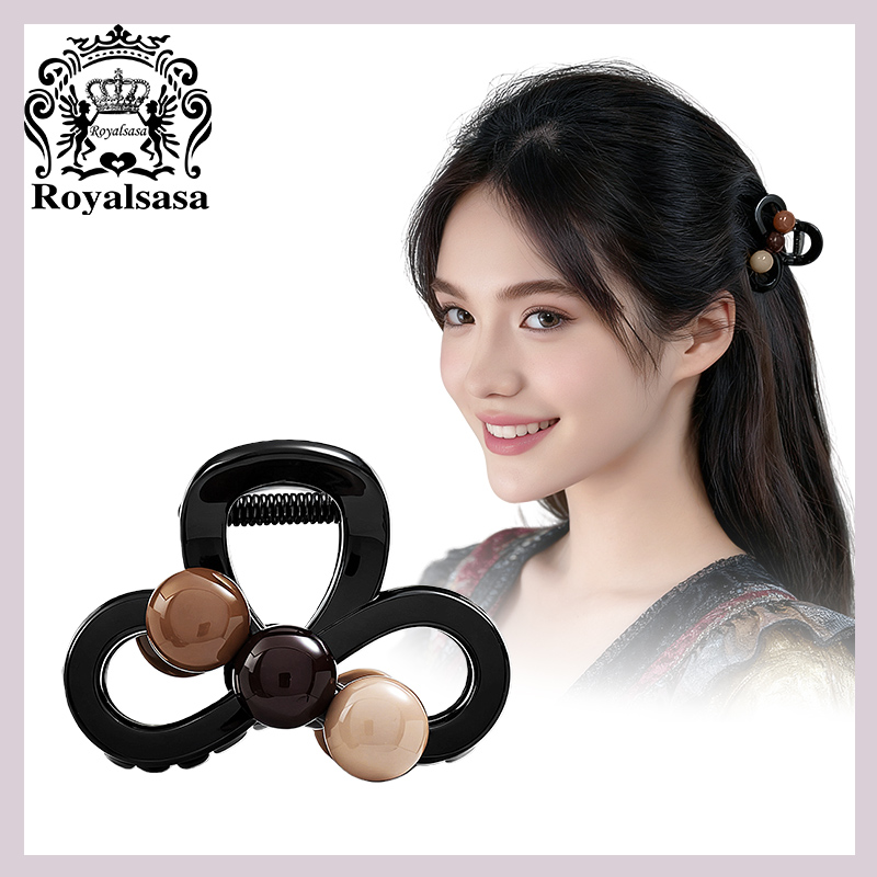 皇家莎莎高级感气质小号发抓撞色球球精致抓夹发量少半扎发夹子女