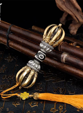 新款纯铜天珠九股金刚杵降魔杵手把件摆件不掉色工艺