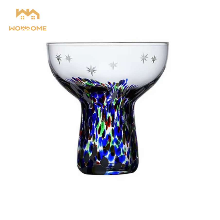 惊喜家中古鸡尾酒杯水晶玻璃杯复古彩色硝子烈酒杯洋酒杯美式