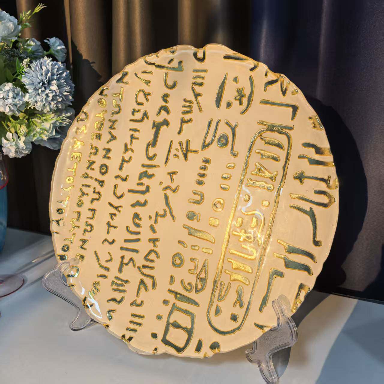 惊喜家复古描金艺术文字盘子博物馆纪念品独特漂亮盘子装饰盘