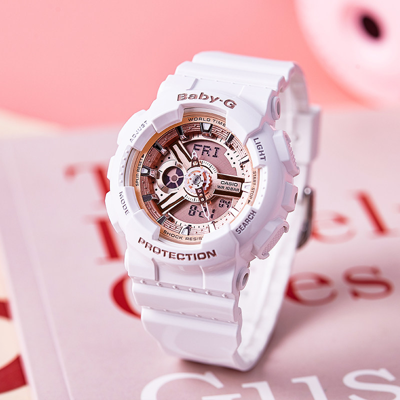 卡西欧casio女士学生手表白金BabyG情侣运动电子生日节日上学礼物