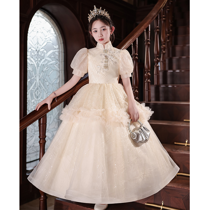 女童礼服香槟色新中式改良儿童