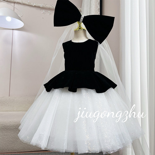 女童礼服黑色无袖赫本风儿童
