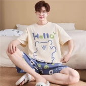 睡衣纯棉短袖 家居服套装 短裤 夏天薄款 可外穿 青少年大码 2026夏季