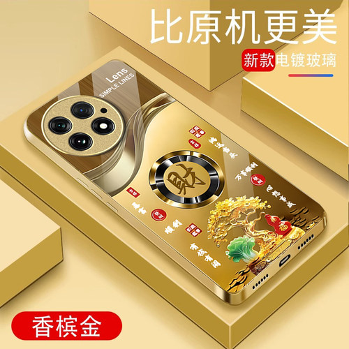 适用一加13手机壳发财暴富一加12防摔1+11网红男女一加10Pro金属漆玻璃oneplus9R小众高级感9Pro镜头全包新款