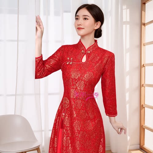 旗袍春夏红色中式风敬酒服新娘
