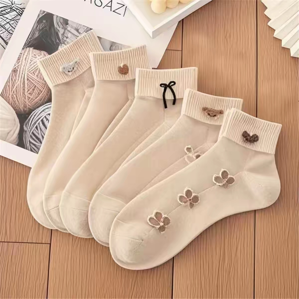 夏季薄款肉色水晶丝袜子女短袜玻璃卡丝船袜防勾丝短筒袜肉丝蕾丝