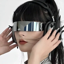 赛博朋克未来科技感眼镜拍照潮男女科幻发箍墨镜高街蹦迪ins一体