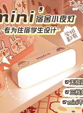 宿舍led小夜灯充电床头卧室家用睡眠ins风usb台灯不插电拍拍小灯