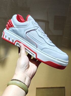 欧美AGZ CL铆钉低帮男鞋路铂廷男鞋商务休闲厚底运动鞋红底单鞋潮