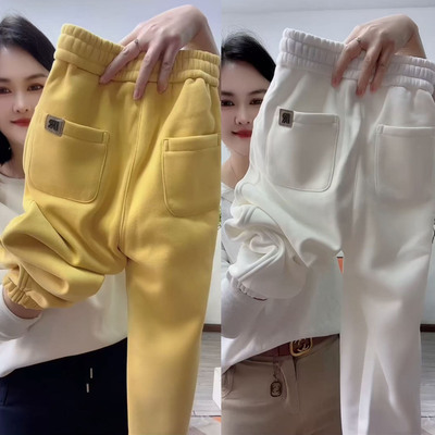 小个子加绒加厚卫裤女冬季新款