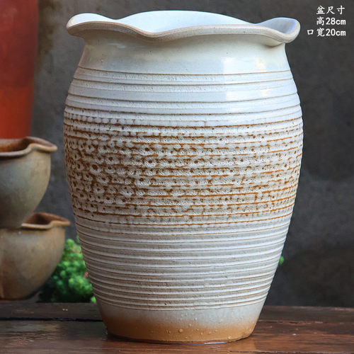 手工复古大号老桩粗陶高盆陶罐透气紫砂陶瓷兰花九尾狐绿植多肉花