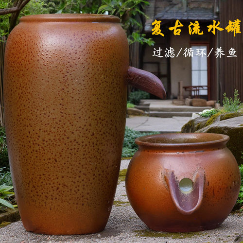 手工复古流水摆件陶瓷陶罐