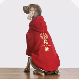 金毛拉布拉多萨摩耶加厚保暖衣服新年红色喜庆狗狗衣服冬季 大型犬